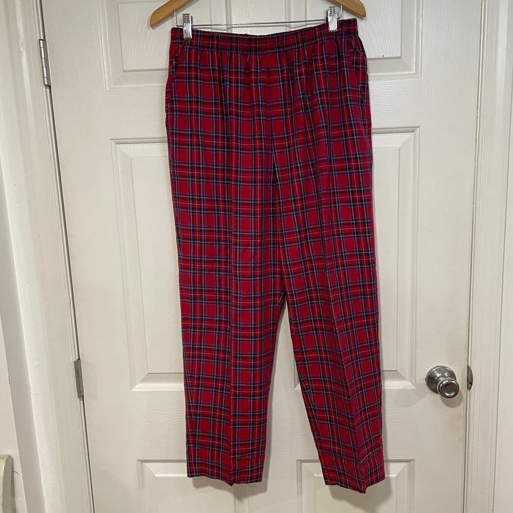 Vintage 90s‎ Jantzen Classics Red Blue Plaid Pants Straight Pockets Womens XL